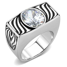 Load image into Gallery viewer, TK3620 - High polished (no plating) Stainless Steel Ring with AAA Grade CZ  in Clear