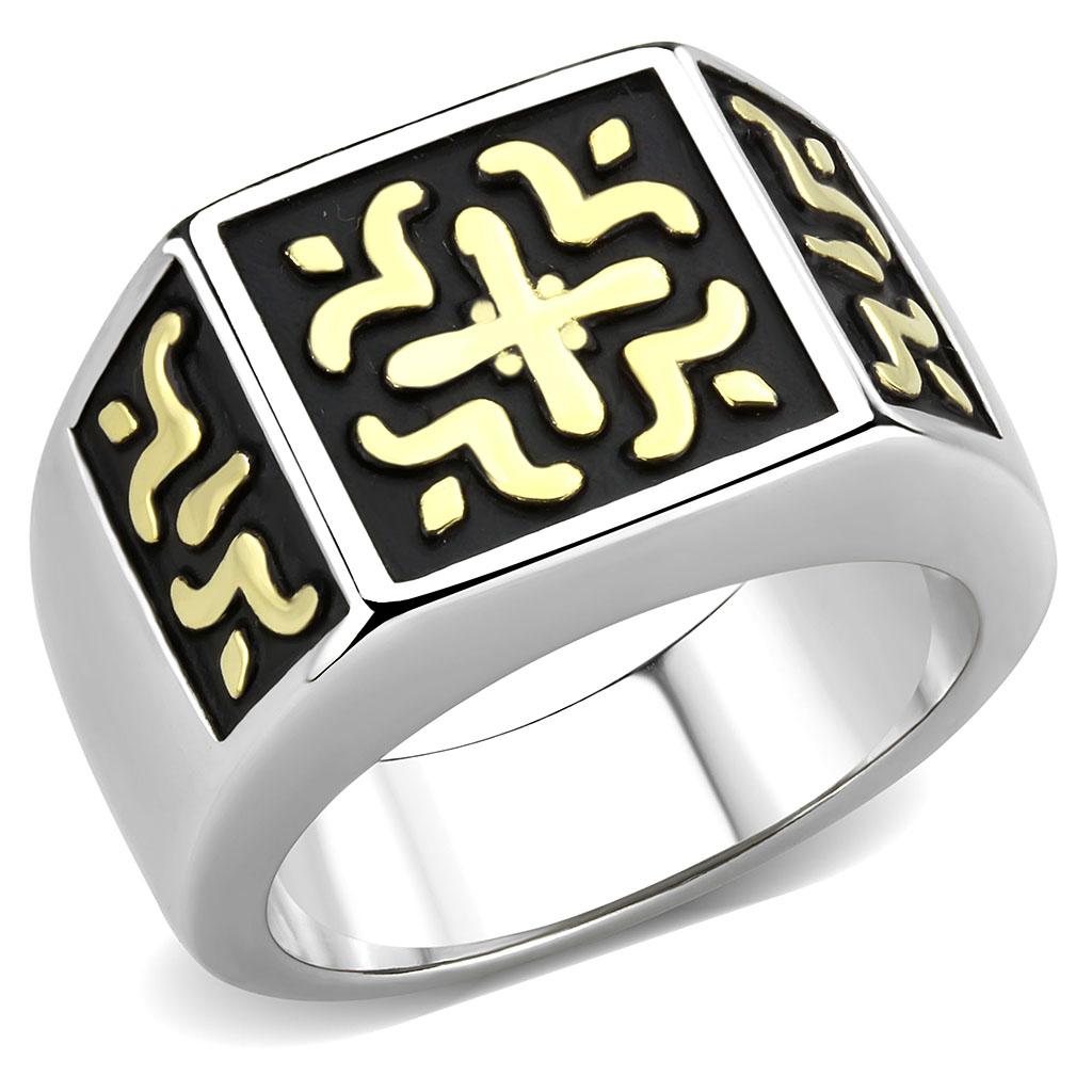 TK3622 - Two-Tone IP Gold (Ion Plating) Stainless Steel Ring with No Stone