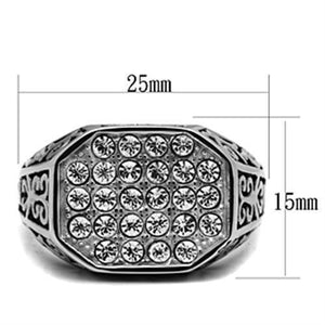 TK362 - High polished (no plating) Stainless Steel Ring with Top Grade Crystal  in Clear