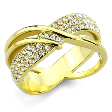 TK3632 - IP Gold(Ion Plating) Stainless Steel Ring with Top Grade Crystal  in Clear