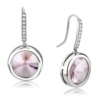 TK3643 - High polished (no plating) Stainless Steel Earrings with Top Grade Crystal  in Light Rose