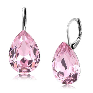 TK3645 - High polished (no plating) Stainless Steel Earrings with Top Grade Crystal  in Light Rose