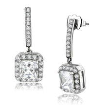 Load image into Gallery viewer, TK3651 - High polished (no plating) Stainless Steel Earrings with AAA Grade CZ  in Clear