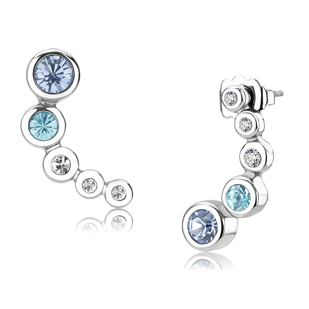 TK3652 - High polished (no plating) Stainless Steel Earrings with Top Grade Crystal  in Light Sapphire