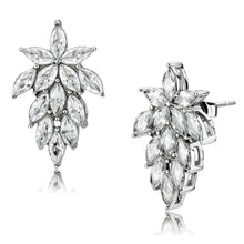 Load image into Gallery viewer, TK3654 - High polished (no plating) Stainless Steel Earrings with AAA Grade CZ  in Clear