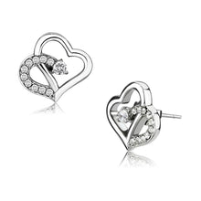 Load image into Gallery viewer, TK3656 - High polished (no plating) Stainless Steel Earrings with AAA Grade CZ  in Clear