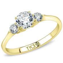 Load image into Gallery viewer, TK3668 - IP Gold(Ion Plating) Stainless Steel Ring with AAA Grade CZ  in Clear