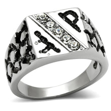 Load image into Gallery viewer, TK367 - High polished (no plating) Stainless Steel Ring with Top Grade Crystal  in Clear