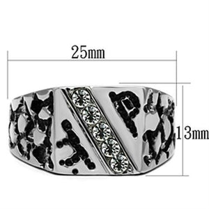 TK367 - High polished (no plating) Stainless Steel Ring with Top Grade Crystal  in Clear