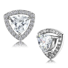 Load image into Gallery viewer, TK3680 - High polished (no plating) Stainless Steel Earrings with AAA Grade CZ  in Clear