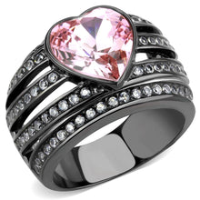 Load image into Gallery viewer, TK3686 - IP Black(Ion Plating) Stainless Steel Ring with Top Grade Crystal  in Light Rose