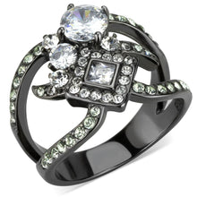 Load image into Gallery viewer, TK3690 - IP Light Black  (IP Gun) Stainless Steel Ring with AAA Grade CZ  in Clear