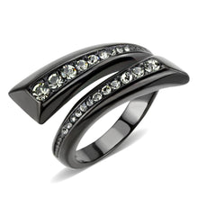 Load image into Gallery viewer, TK3692 - IP Black(Ion Plating) Stainless Steel Ring with Top Grade Crystal  in Black Diamond