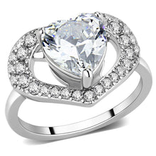 Load image into Gallery viewer, TK3698 - High polished (no plating) Stainless Steel Ring with AAA Grade CZ  in Clear