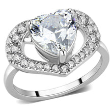 Load image into Gallery viewer, TK3698 - High polished (no plating) Stainless Steel Ring with AAA Grade CZ  in Clear