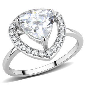 TK3699 - High polished (no plating) Stainless Steel Ring with AAA Grade CZ  in Clear