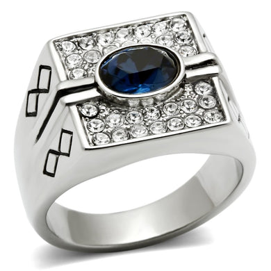 TK369 - High polished (no plating) Stainless Steel Ring with Top Grade Crystal  in Montana