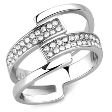 Load image into Gallery viewer, TK3702 - High polished (no plating) Stainless Steel Ring with Top Grade Crystal  in Clear