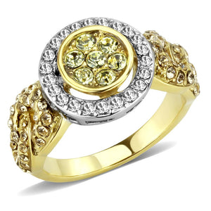 TK3704 - Two-Tone IP Gold (Ion Plating) Stainless Steel Ring with Top Grade Crystal  in Multi Color