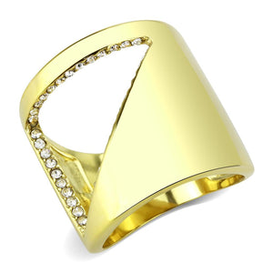 TK3715 - IP Gold(Ion Plating) Stainless Steel Ring with Top Grade Crystal  in Clear