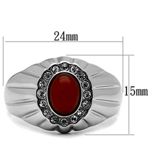 TK372 - High polished (no plating) Stainless Steel Ring with Semi-Precious Onyx in Siam
