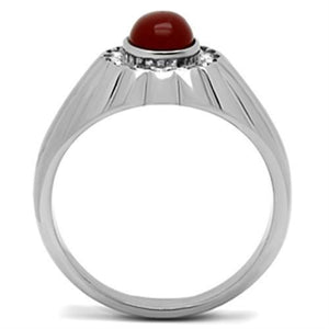 TK372 - High polished (no plating) Stainless Steel Ring with Semi-Precious Onyx in Siam