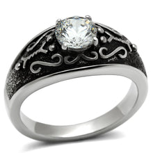 Load image into Gallery viewer, TK373 - High polished (no plating) Stainless Steel Ring with AAA Grade CZ  in Clear