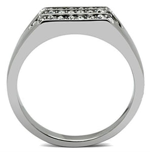 TK375 - High polished (no plating) Stainless Steel Ring with Top Grade Crystal  in Clear