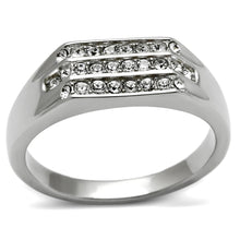 Load image into Gallery viewer, TK375 - High polished (no plating) Stainless Steel Ring with Top Grade Crystal  in Clear
