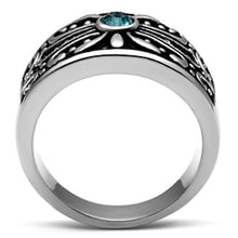 Load image into Gallery viewer, TK377 - High polished (no plating) Stainless Steel Ring with Top Grade Crystal  in Capri Blue