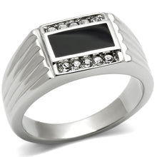 Load image into Gallery viewer, TK386 - High polished (no plating) Stainless Steel Ring with Top Grade Crystal  in Clear
