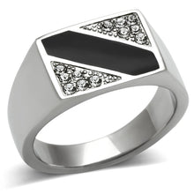 Load image into Gallery viewer, TK387 - High polished (no plating) Stainless Steel Ring with Top Grade Crystal  in Clear