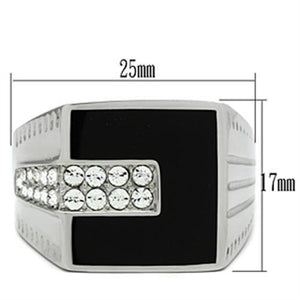TK388 - High polished (no plating) Stainless Steel Ring with Top Grade Crystal  in Clear