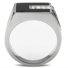Load image into Gallery viewer, TK388 - High polished (no plating) Stainless Steel Ring with Top Grade Crystal  in Clear