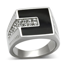 Load image into Gallery viewer, TK388 - High polished (no plating) Stainless Steel Ring with Top Grade Crystal  in Clear