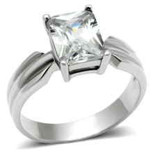 Load image into Gallery viewer, TK391 - High polished (no plating) Stainless Steel Ring with AAA Grade CZ  in Clear
