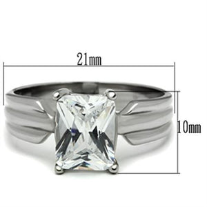 TK391 - High polished (no plating) Stainless Steel Ring with AAA Grade CZ  in Clear