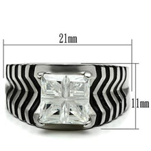 Load image into Gallery viewer, TK393 - High polished (no plating) Stainless Steel Ring with AAA Grade CZ  in Clear