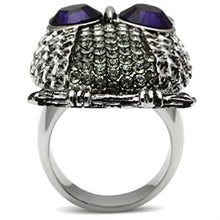 Load image into Gallery viewer, TK399 - High polished (no plating) Stainless Steel Ring with Top Grade Crystal  in Amethyst