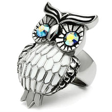 Load image into Gallery viewer, TK400 - High polished (no plating) Stainless Steel Ring with Top Grade Crystal  in Sea Blue