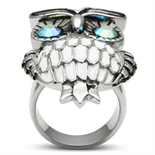 Load image into Gallery viewer, TK400 - High polished (no plating) Stainless Steel Ring with Top Grade Crystal  in Sea Blue