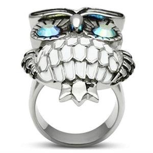 TK400 - High polished (no plating) Stainless Steel Ring with Top Grade Crystal  in Sea Blue