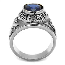 Load image into Gallery viewer, TK414708 - High polished (no plating) Stainless Steel Ring with Synthetic Synthetic Glass in Sapphire