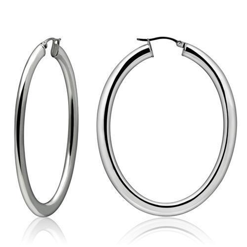 TK423 - High polished (no plating) Stainless Steel Earrings with No Stone