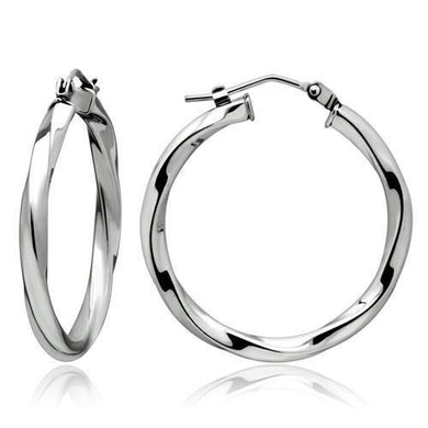 TK428 - High polished (no plating) Stainless Steel Earrings with No Stone