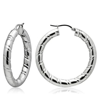 TK431 - High polished (no plating) Stainless Steel Earrings with No Stone
