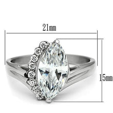 Load image into Gallery viewer, TK475 - High polished (no plating) Stainless Steel Ring with AAA Grade CZ  in Clear