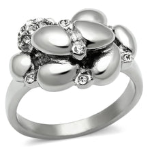 Load image into Gallery viewer, TK476 - High polished (no plating) Stainless Steel Ring with Top Grade Crystal  in Clear