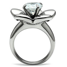 Load image into Gallery viewer, TK477 - High polished (no plating) Stainless Steel Ring with AAA Grade CZ  in Clear
