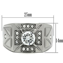 Load image into Gallery viewer, TK486 - High polished (no plating) Stainless Steel Ring with AAA Grade CZ  in Clear